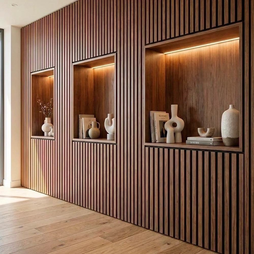 Panel de Pared de Madera Acústico — Transforma Tu Espacio en Solo 30 Minutos — (270 cm x 110 cm)