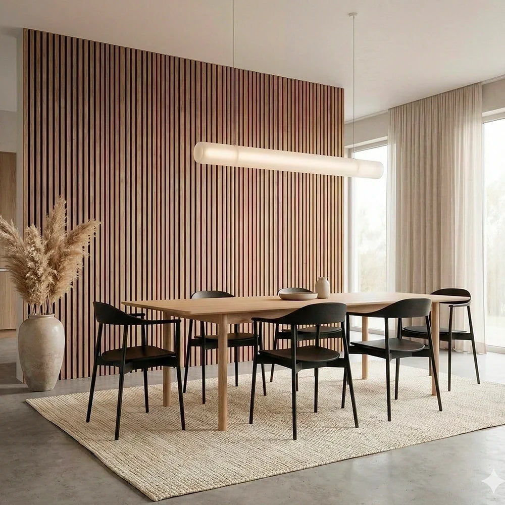 Panel de Pared de Madera Acústico — Transforma Tu Espacio en Solo 30 Minutos — (270 cm x 110 cm)